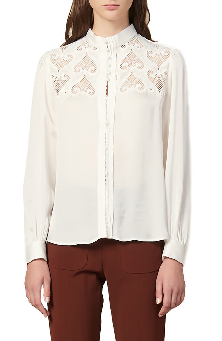 SANDRO Alina Lace Yoke Blouse, Main, color,