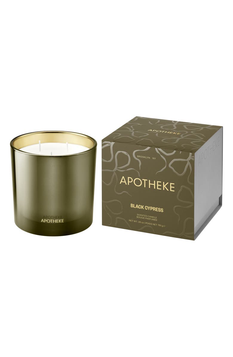 APOTHEKE Black Cypress Three-Wick Scented Candle, Main, color, Green