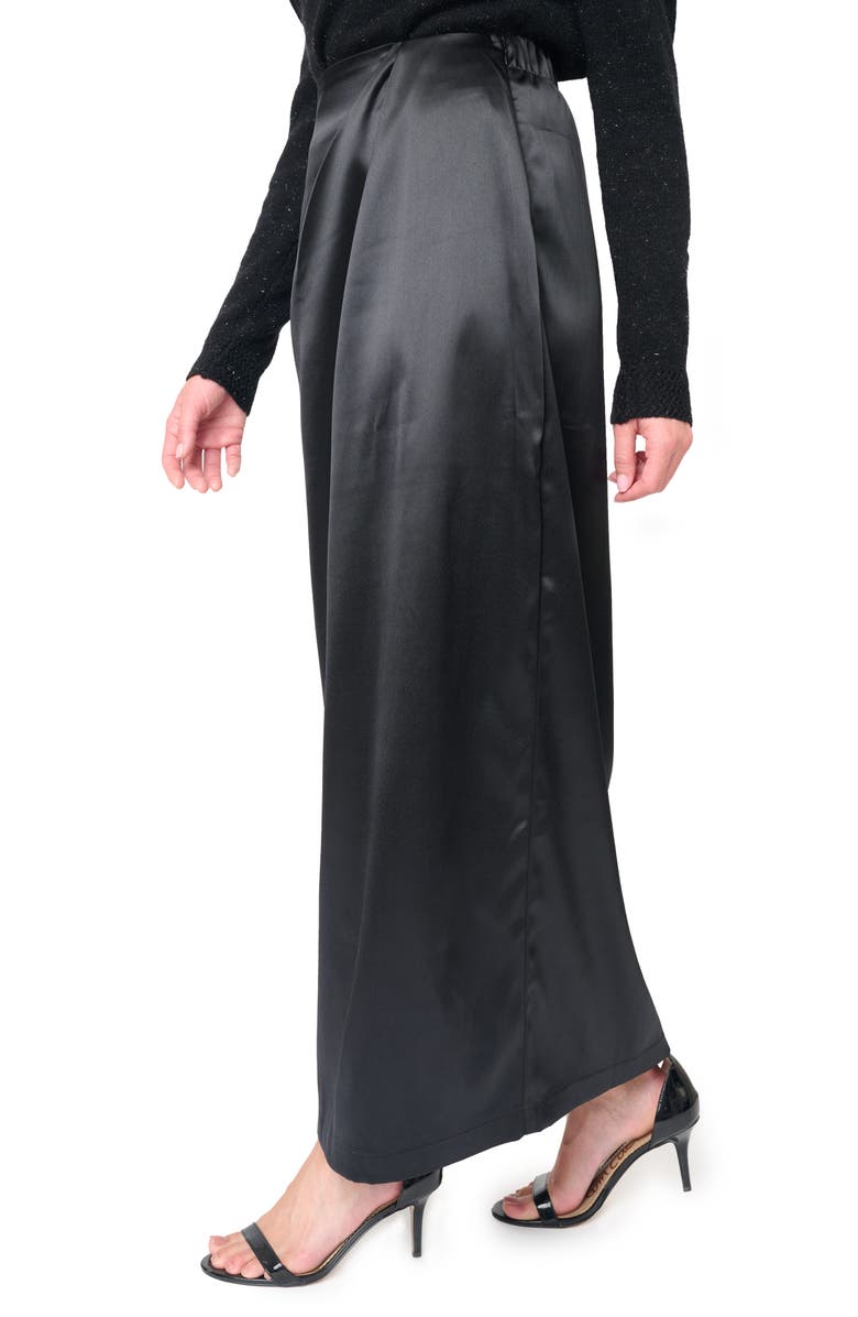 GIBSONLOOK Pleated Satin Maxi Skirt, Alternate, color, Black
