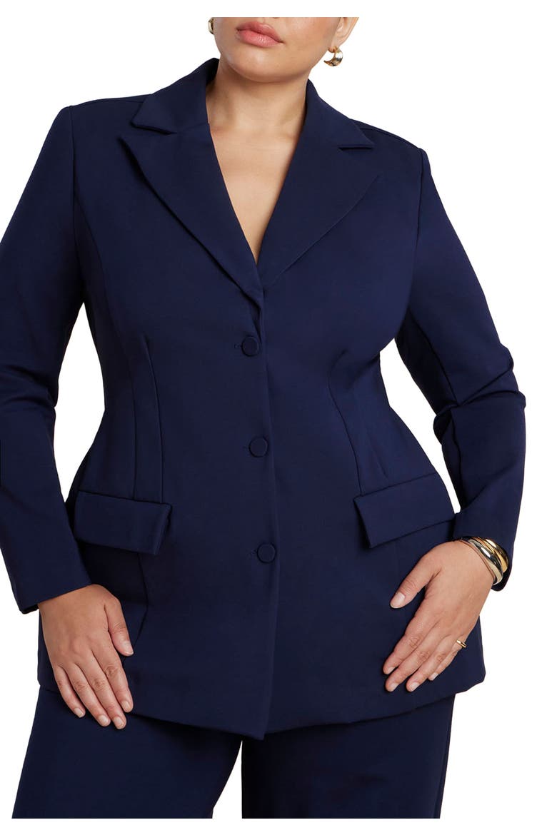 The Ultimate Stretch Nipped Waist Blazer, Main, color, MARITIME BLUE