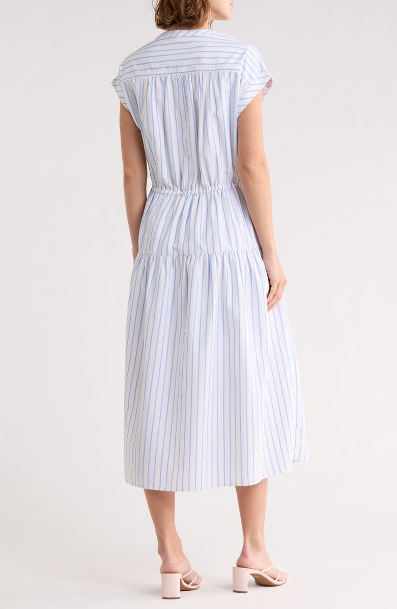 C & C California Blake Button Front Striped Poplin Dress, Alternate, color, Blue/ White Stripe