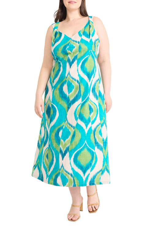 Peacock Sleeveless Maxi Dress (Plus)