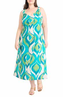 Maggy London Peacock Sleeveless Maxi Dress