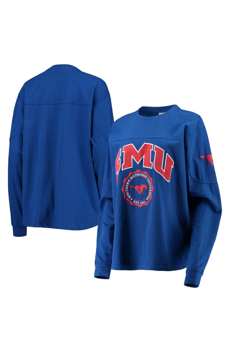 PRESSBOX Women's Pressbox Royal SMU Mustangs Edith Long Sleeve T-Shirt, Main, color, Royal