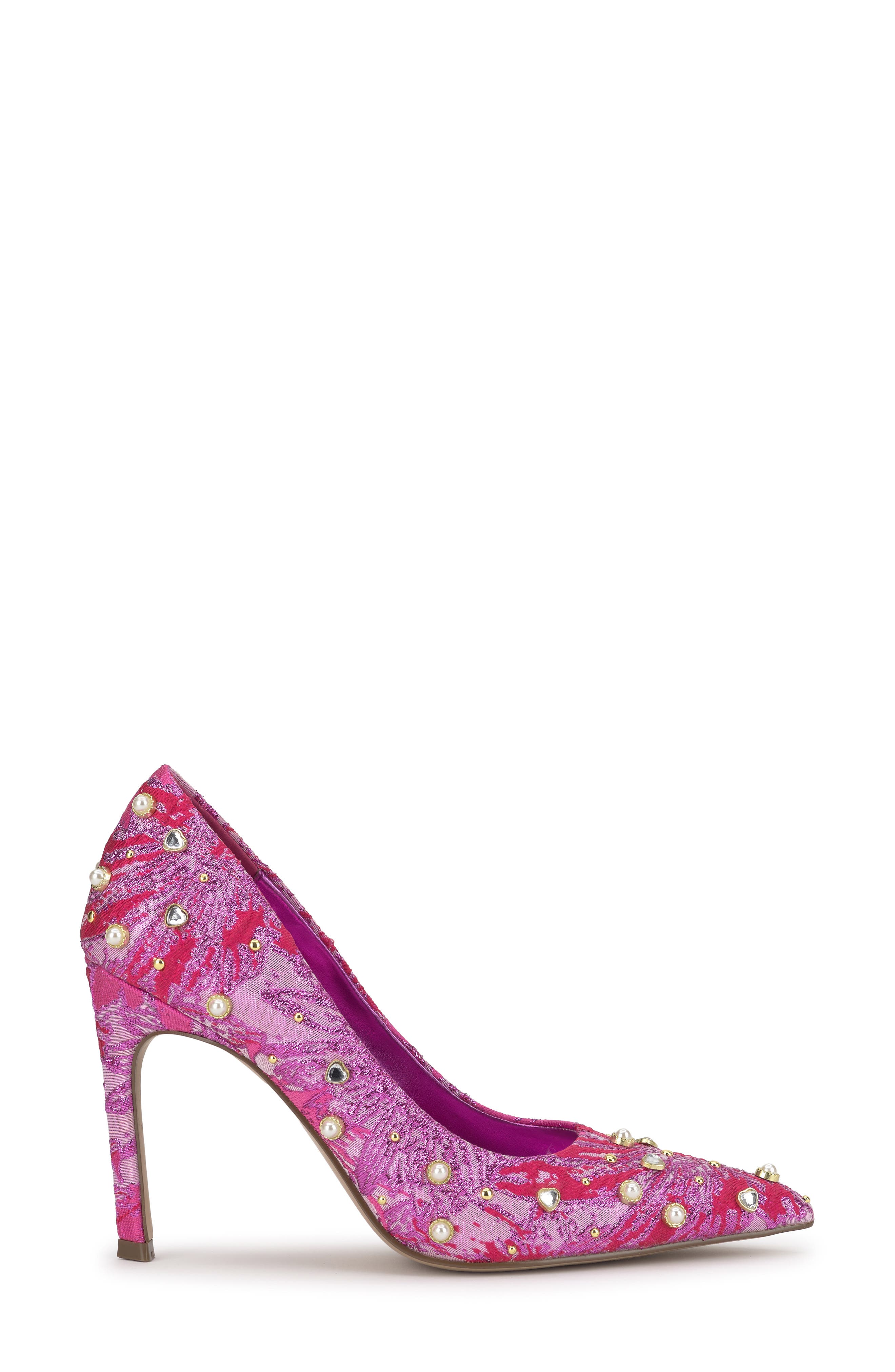 Jessica Simpson Welica Embellished Jacquard Pump, Alternate, color, Pink/ Red