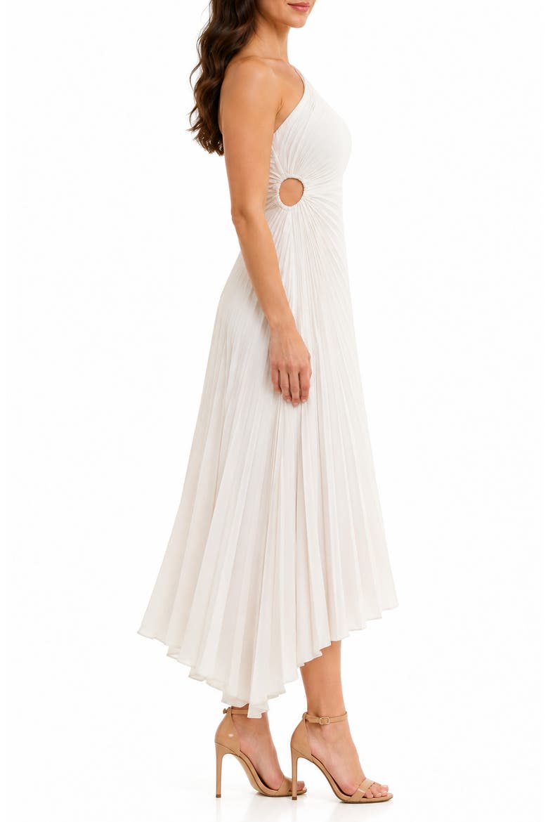 Pleated One-Shoulder Asymmetric Midi Dress, Alternate, color, CLOUD DANCER