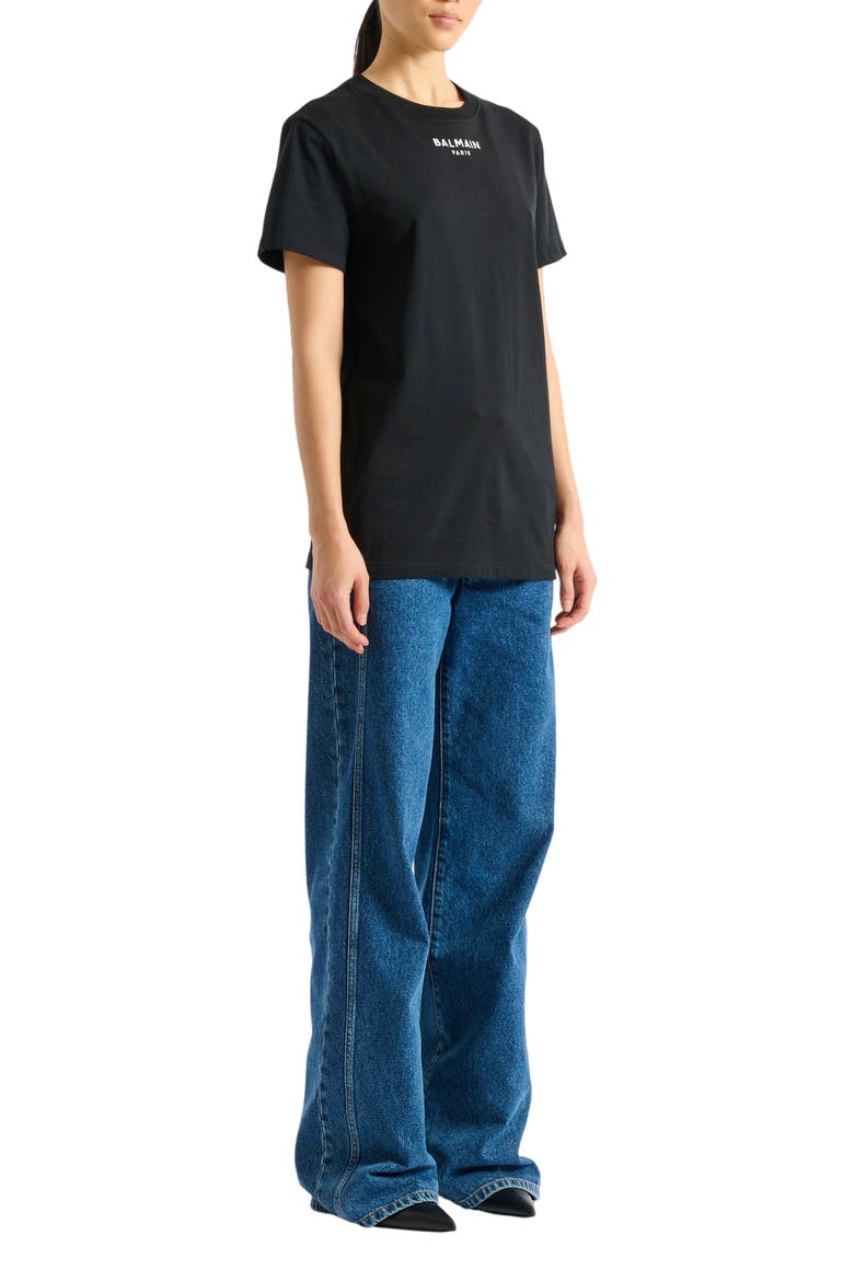 Embroidered Balmain Paris T-shirt, Main, color, black