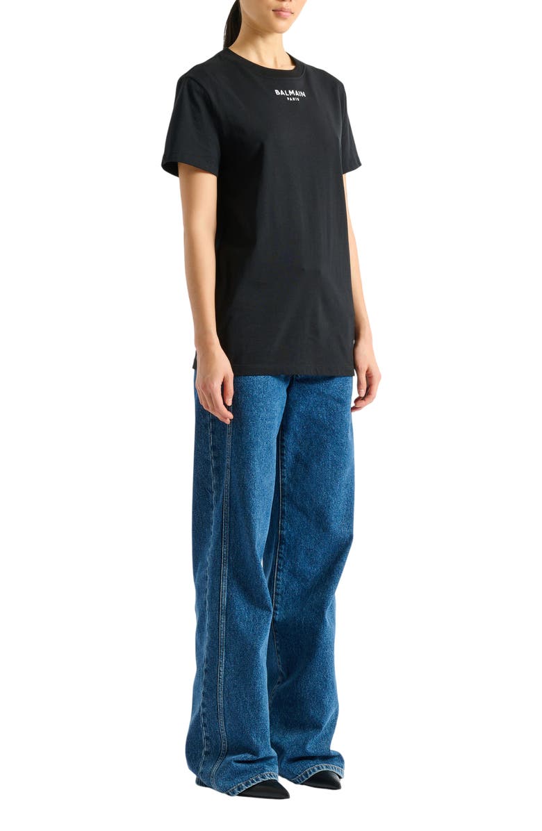Balmain Embroidered Balmain Paris T-shirt, Main, color, Black