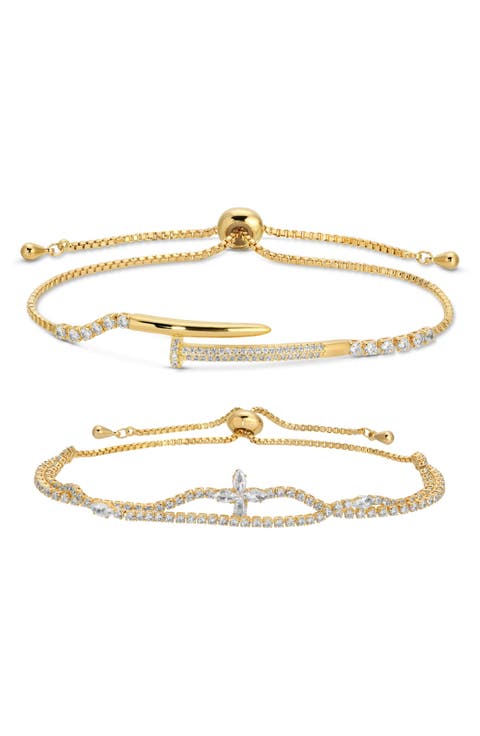 Delilah CZ 2-Pack Assorted Slider Bracelets