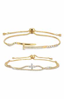 EYE CANDY LOS ANGELES Delilah CZ 2-Pack Assorted Slider Bracelets