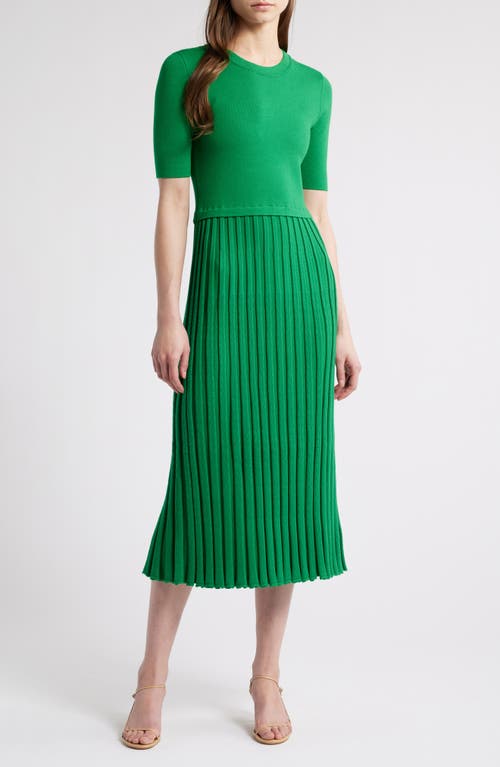 Shop Elie Tahari The Vesper Knit Midi Dress In Green Lark