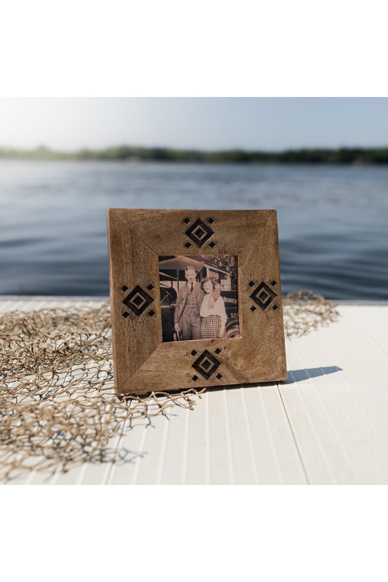 4x4 Black Diamond Picture Frame Mango Wood MDF & Glass, Alternate, color, Brown