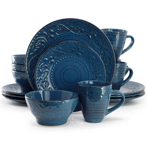 Malibu Deep Ocean 16-Piece Stoneware Dinnerware Set