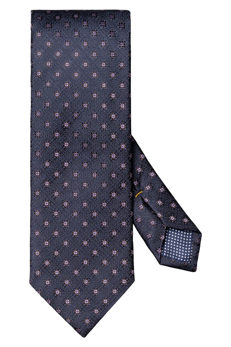 Medallion Silk Tie, Main, color, NAVY