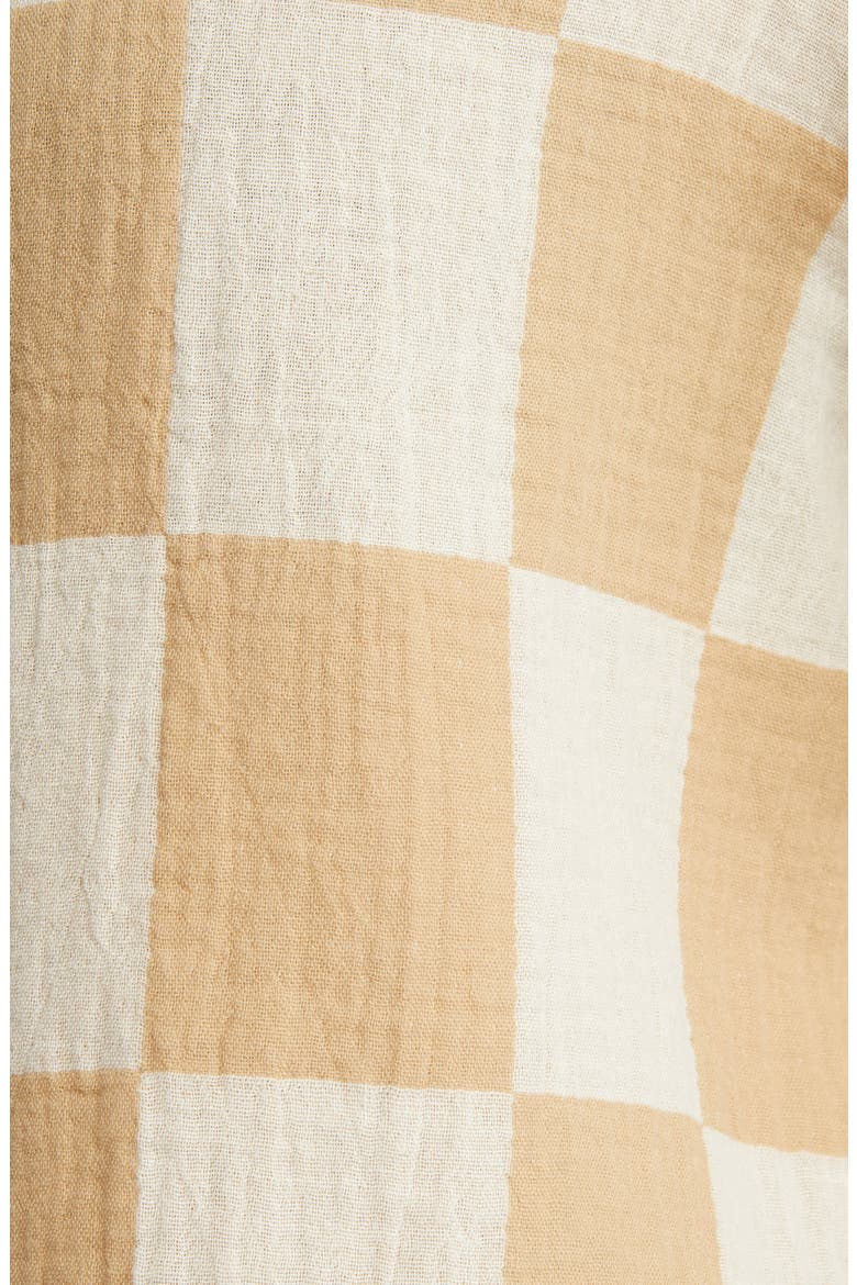 Mykonos Check Cotton Camp Shirt, Alternate, color, SAND