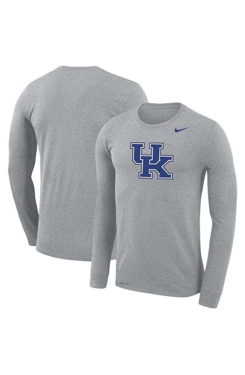 Nike Men's Nike Heathered Gray Kentucky Wildcats School Logo Legend Performance Long Sleeve T-Shirt, Main, color,