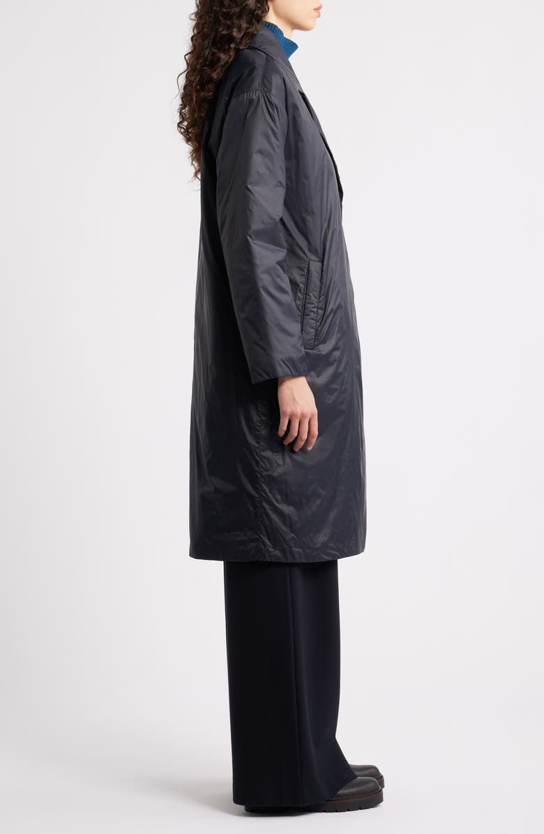 Eileen Fisher High Collar Padded Longline Coat, Alternate, color, Black