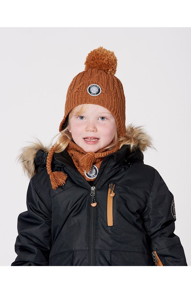 Deux par Deux Lined Winter Hat with Pompom, Main, color, Brown Sugar