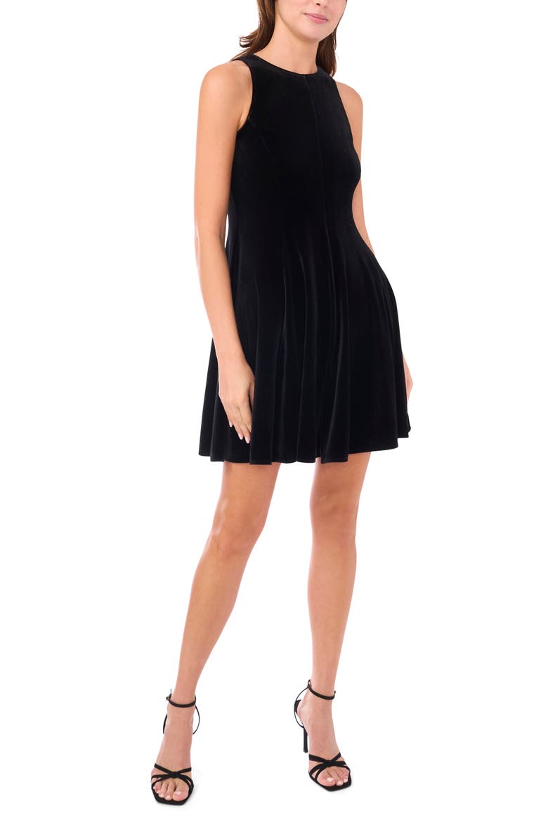 Halogen<sup>®</sup> Velour A-Line Midi Dress, Alternate, color, Rich Black