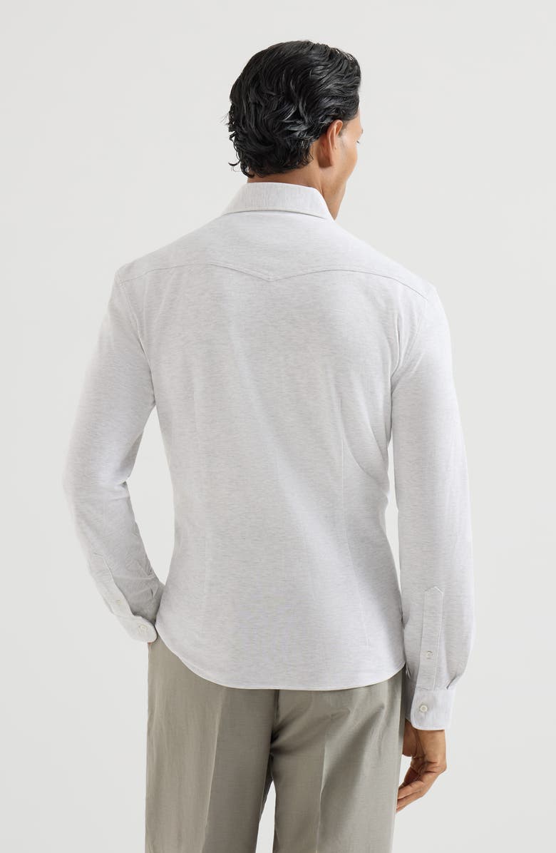 Brunello Cucinelli Easy-fit shirt with shoulder yoke, Alternate, color, Pebble