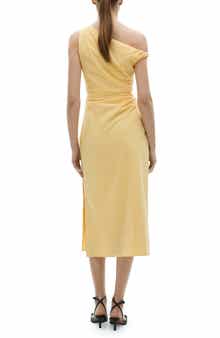 MANGO Asymmetric Neck Draped Midi Dress
