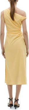MANGO Asymmetric Neck Draped Midi Dress
