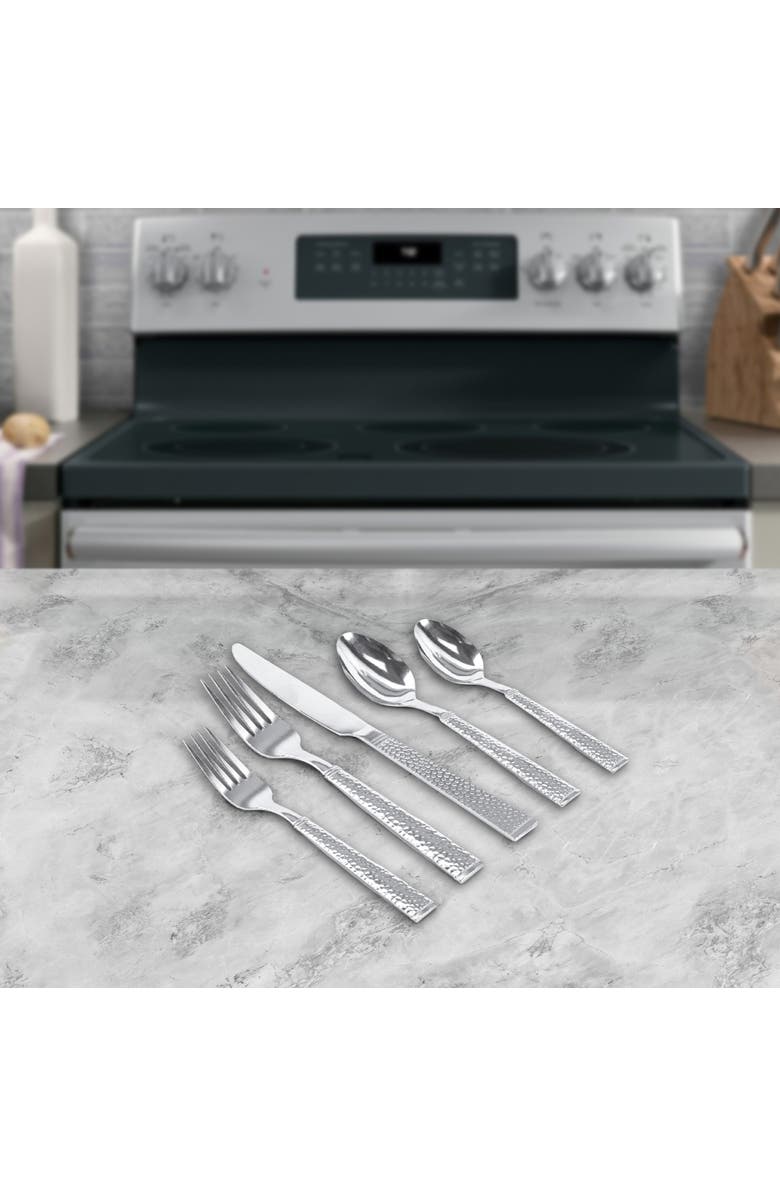 Gibson Home Prato 45 Piece Flatware Set, Alternate, color, Metallic Silver