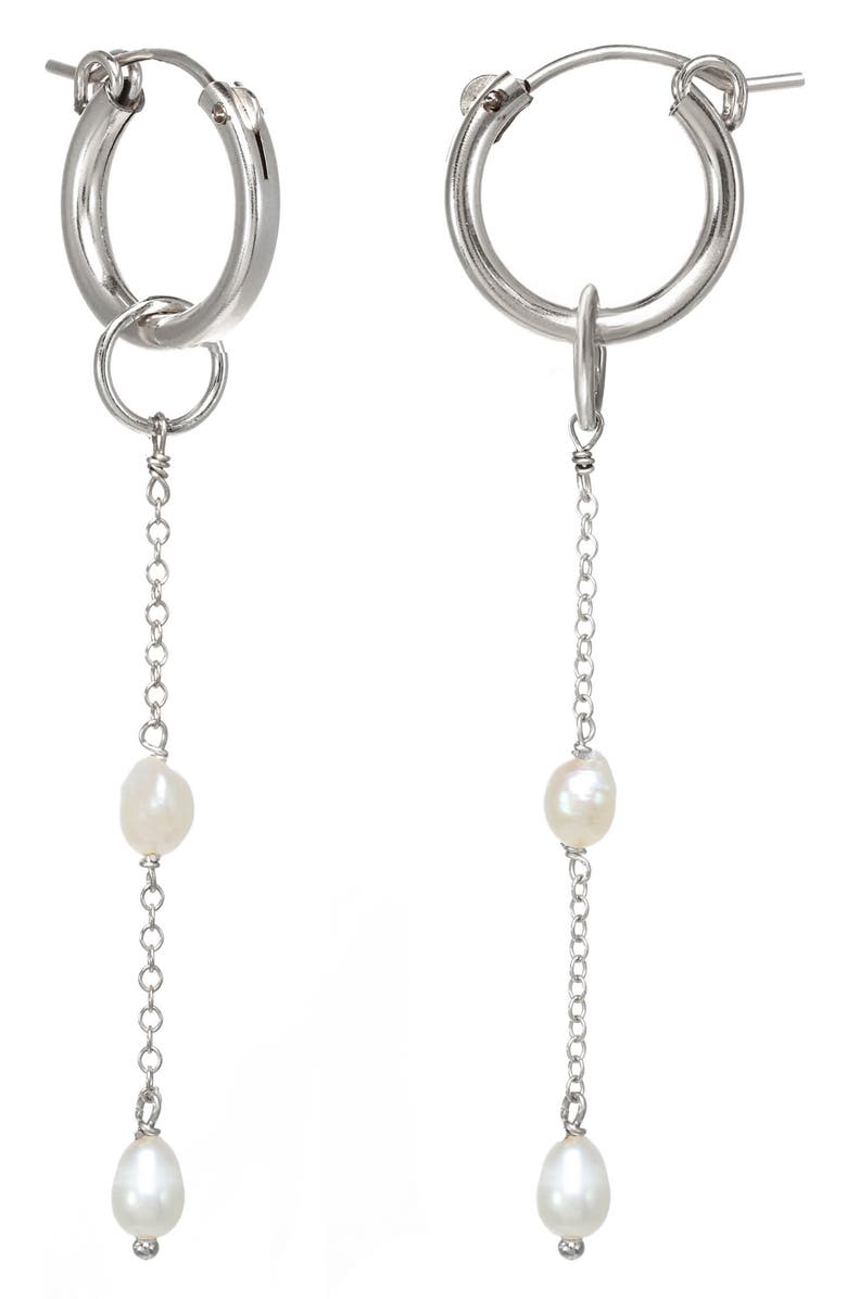 KOZAKH Slone Freshwater Pearl Drop Hoop Earrings, Main, color, 