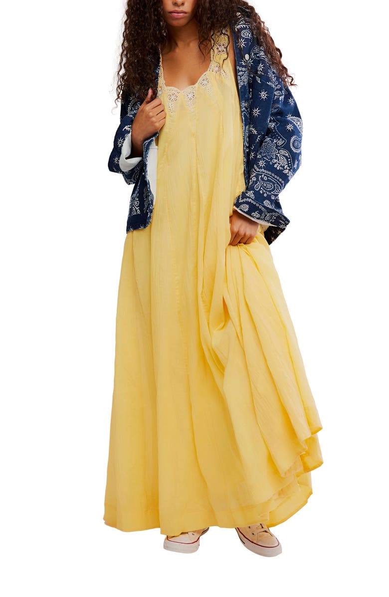 Free People To the Moon Midi Dress, Alternate, color, Golden Haze