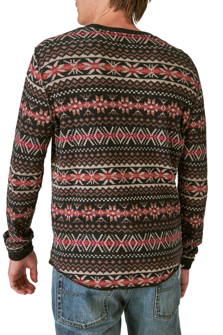 Geo Print Long Sleeve Thermal T-Shirt, Alternate, color, MULTI