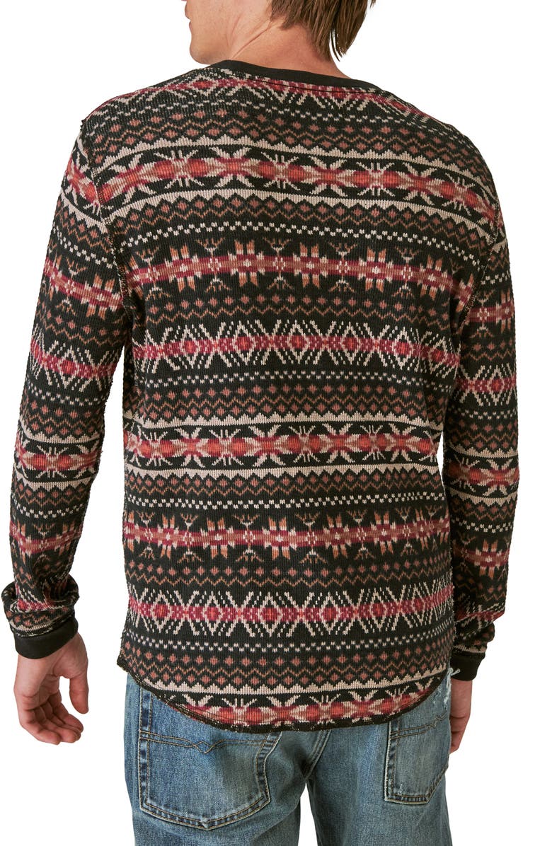 Lucky Brand Geo Print Long Sleeve Thermal T-Shirt, Alternate, color, 