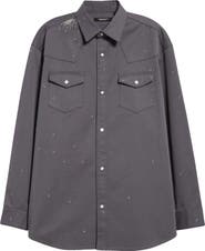 Undercover Cross Embroidered Western Twill Snap-Up Shirt