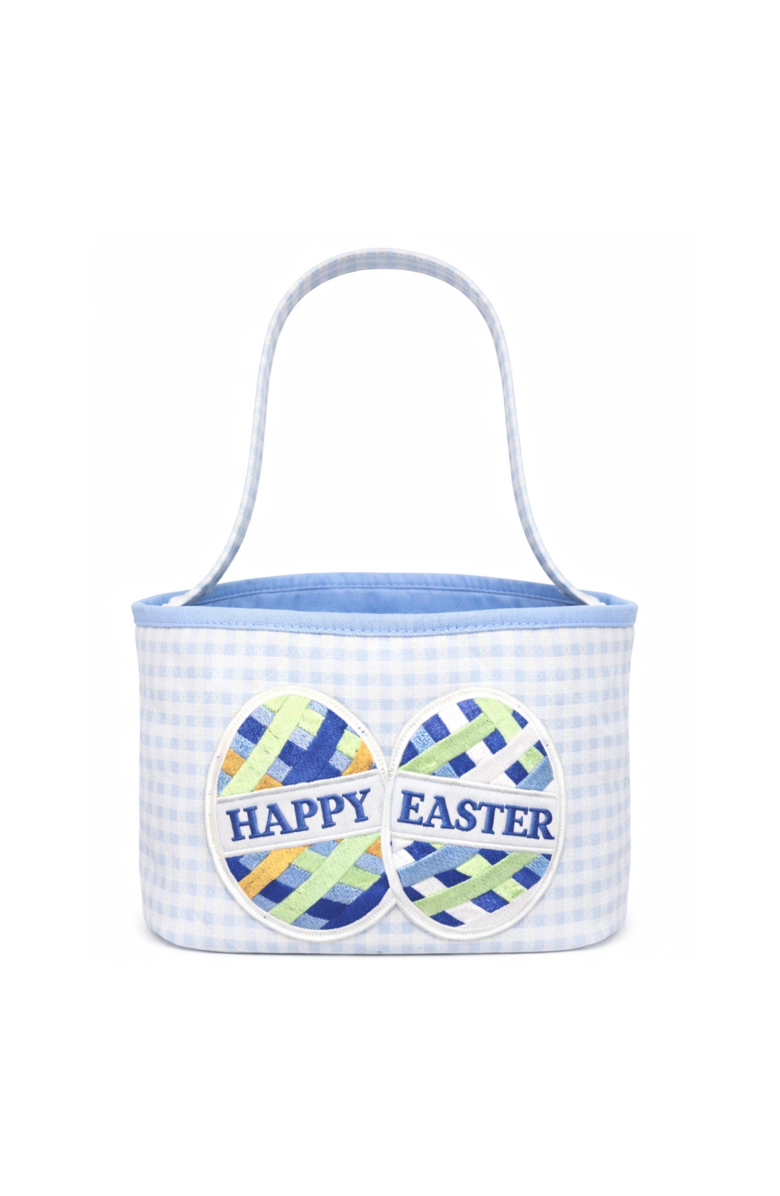 Bits & Bows Happy Easter Egg Basket, Main, color, Blue