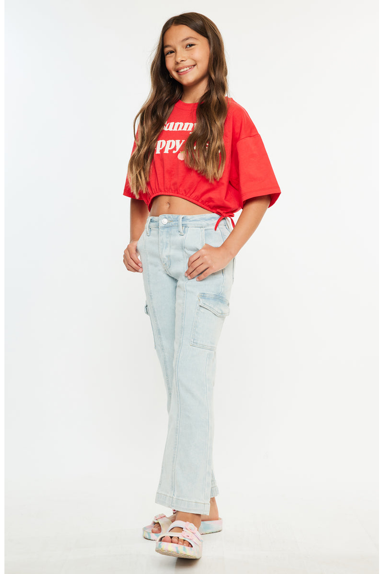 Normani High Rise Cargo Flare Jeans, Alternate, color, Light Wash