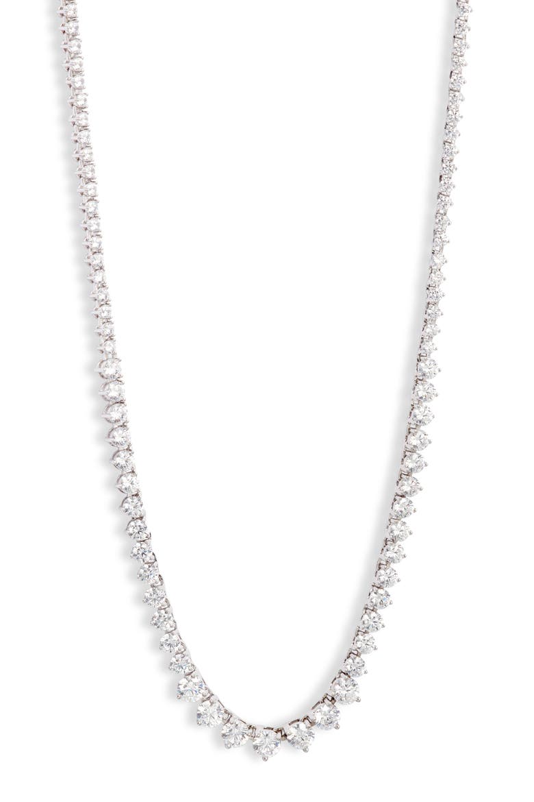 Graduated Cubic Zirconia Tennis Necklace, Main, color, CLEAR- SILVER