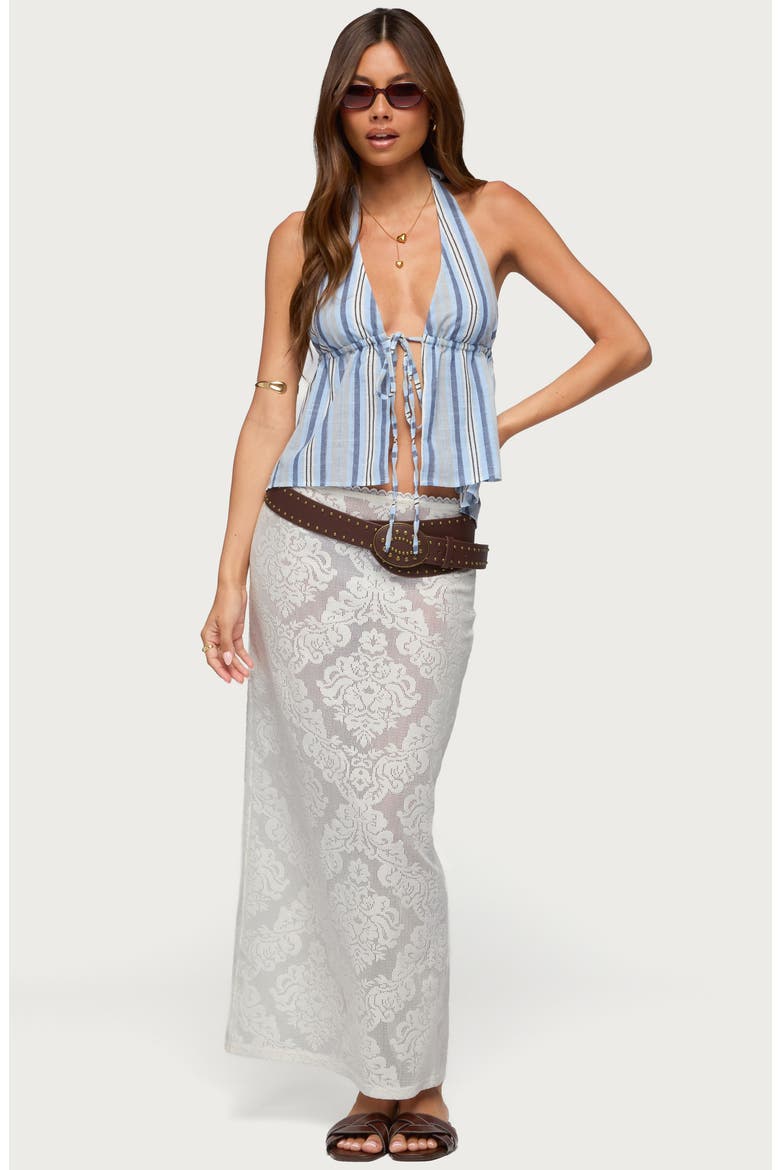 Galee Tie Front Halter Top, Alternate, color, BLUE