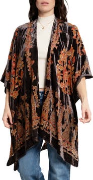 SAACHI Ella Floral Burnout Velvet Ruana