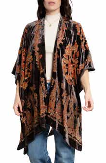 SAACHI Ella Floral Burnout Velvet Ruana