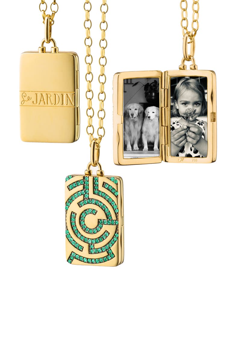 Le Jardin 18k Gold Emerald Locket Necklace, Alternate, color, 18K YELLOW GOLD