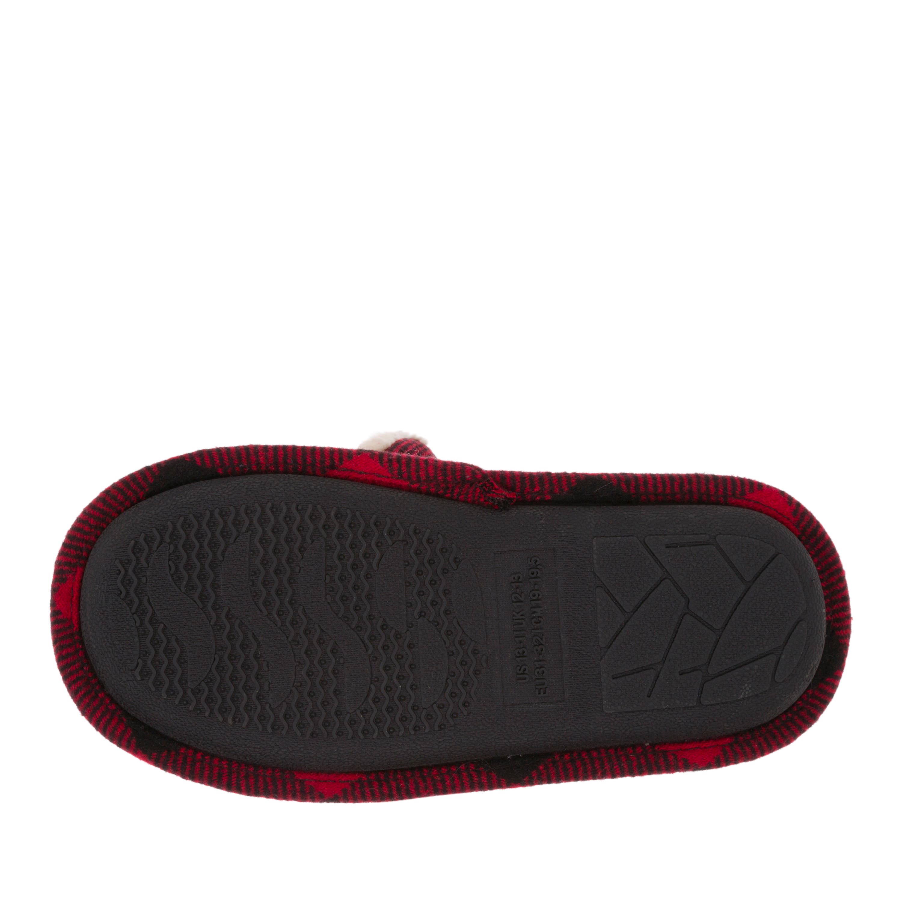 DEARFOAMS Kids' Buffalo Check Lil Bear Clog Slipper, Alternate, color, Red Plaid
