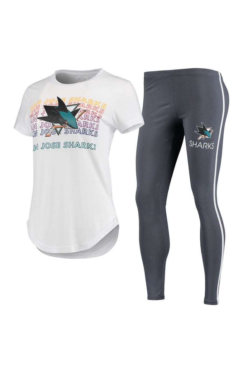 CONCEPTS SPORT Women's Concepts Sport White/Charcoal San Jose Sharks Sonata T-Shirt & Leggings Set, Main, color, White