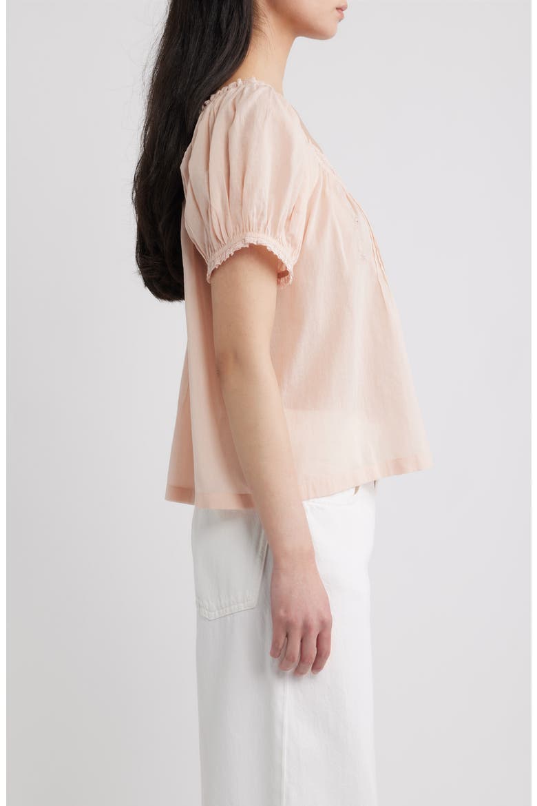 Frederica Floral Embroidered Organic Cotton Voile Top, Alternate, color, BLUSH