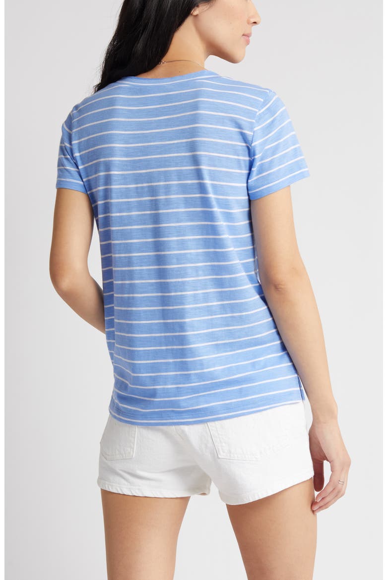 V-Neck Short Sleeve Pocket T-Shirt, Alternate, color, BLUE- WHITE JULIA STRIPE