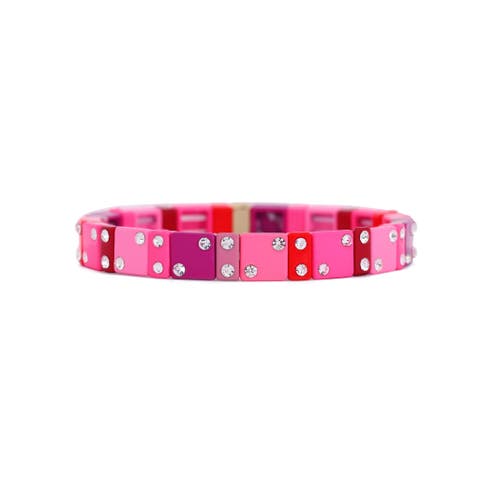 Hot Pink Domino Stretch Bracelet