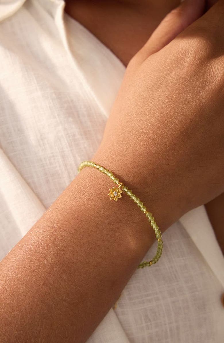 Satya Jewelry Peridot Lotus August Birthstone Bracelet, Alternate, color, Green