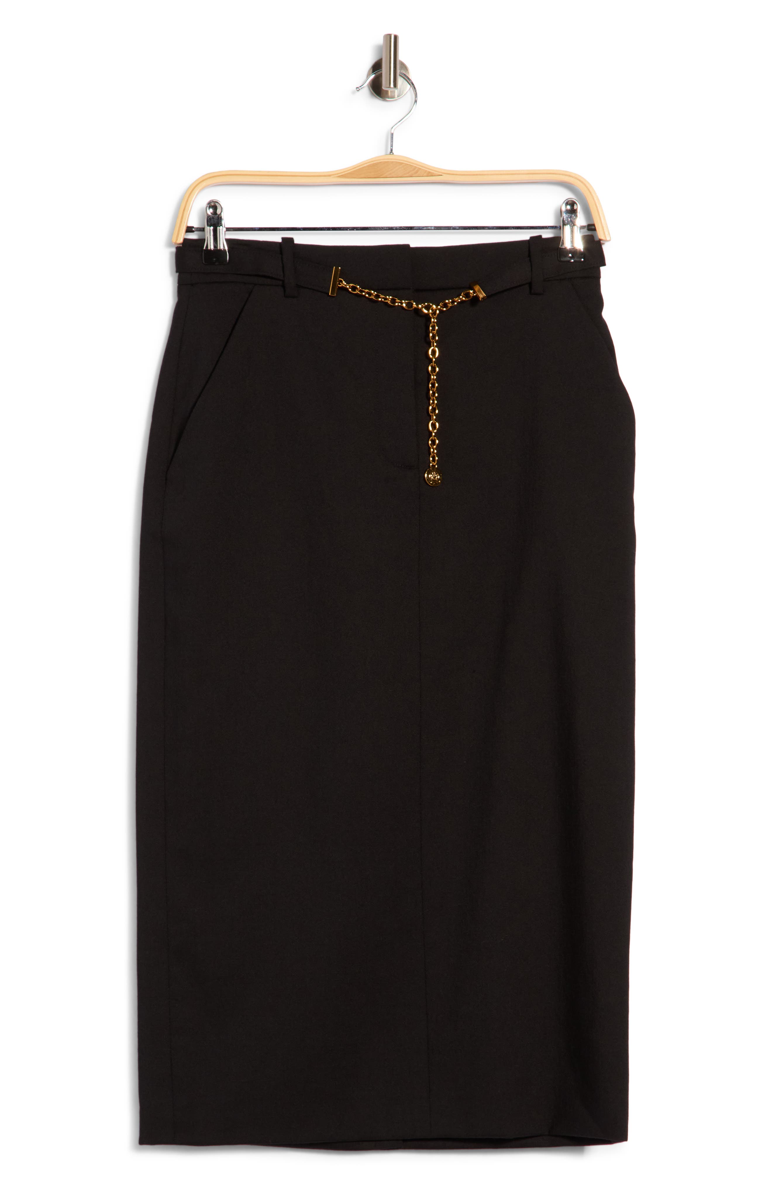 Hoffman Belted Wool Blend Midi Skirt