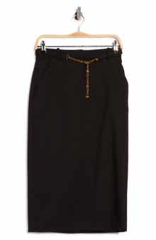 Hoffman Belted Wool Blend Midi Skirt