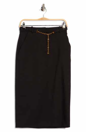 Hoffman Belted Wool Blend Midi Skirt