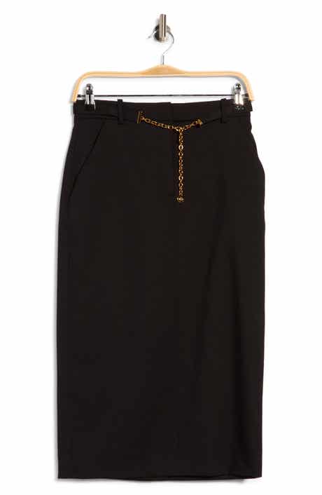 Hoffman Belted Wool Blend Midi Skirt