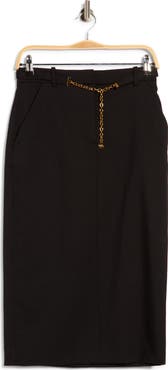 Veronica Beard Hoffman Belted Wool Blend Midi Skirt